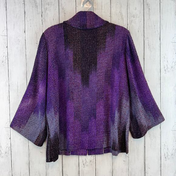 Candiss Cole Ocean Mist Purple Silk-Blend Handwoven Jacquard Jacket Size Medium - Picture 9 of 14